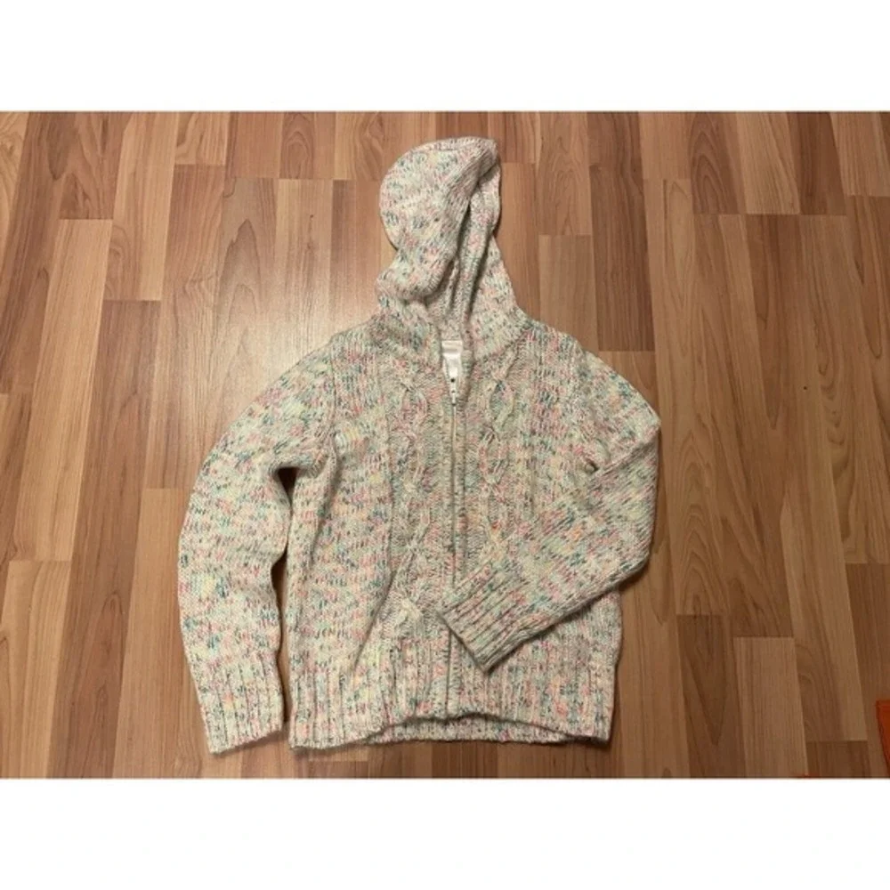 2013 Gymboree GIRLS‎ S 5-6 Rainbow Cable Knit Full Zip Hoodie Sweater Cute